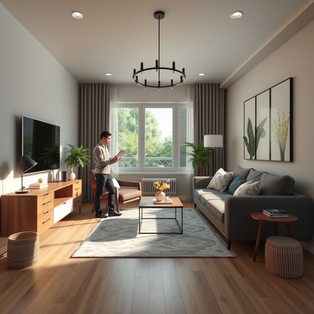 Designer en train de présenter un projet d'intérieur